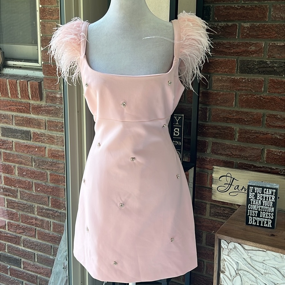 Likely Revolve Cameron Feather & Crystal Minidress Size 10 NWT - Picture 4 of 6